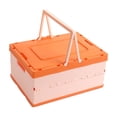 thumbnail image 1 of huayou Collapsible Storage Crate, Organizer Bin for Home, Camping, Decoration, Foldable Plastic Box with Handheld Lid, Orange Household Container, 1 of 6