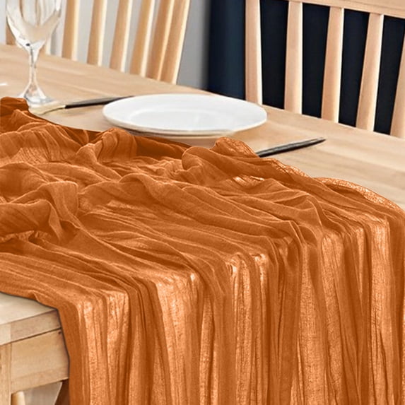 huayou Crinkled Gauze Table Runner 35.4x70.8 inch, Boho Cheese Gauze Table Cover, Decoration, for Wedding Decorative Use, Banquet Styling