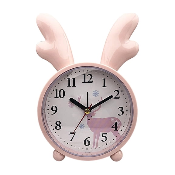 huayou Cute Antler Shaped Alarm Clock, Deer Pattern Dial with Lovely Design for Daily Wake Up, Fit for Bedroom, Nightstand, Indoor Space and Personal Use