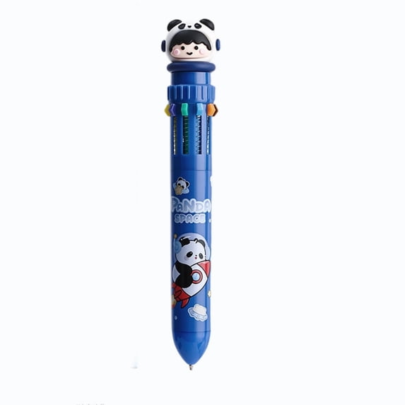 huayou Cute Bunny Topper Ten Color Retractable Ballpoint Pen, Lovely Anime Print Multi Ink Color Writing Pen, for Daily Note Taking and Office Draft Use