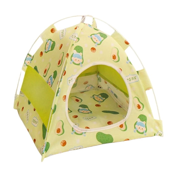 huayou Cute Cartoon Foldable Pet Tent, with Mesh Side and Washable Removable Mat, All Season General Breathable House for Cats Dogs Camping and Home Daily Use