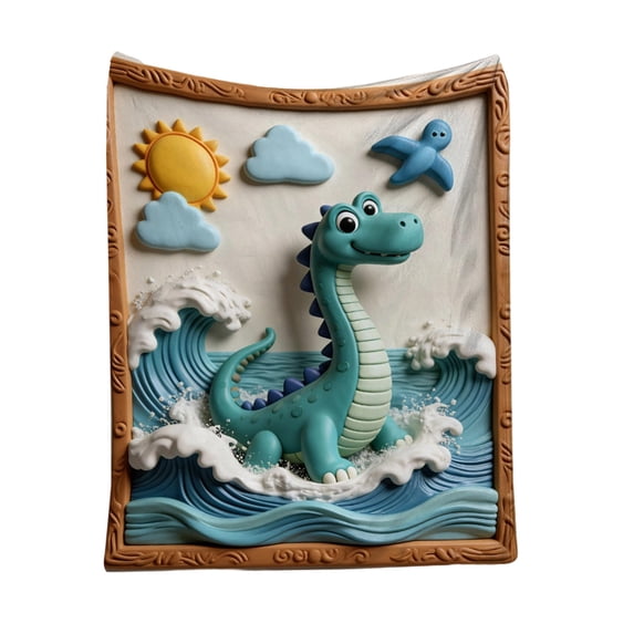 huayou Cute Dinosaur Blanket, Soft, Lightweight, Comfy, for Camping, Hotel, Living Room, Home Decor
