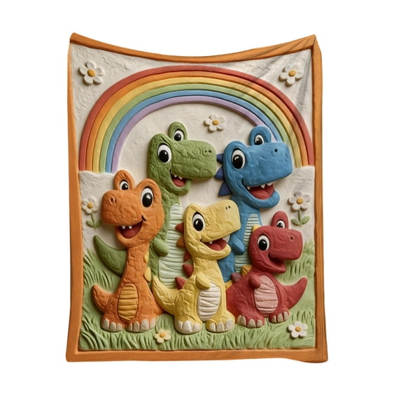 huayou Cute Dinosaur Blanket, Soft, Lightweight, Comfy, for Camping, Hotel, Living Room, Home Decor