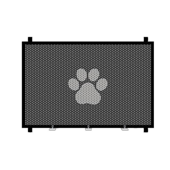 huayou Durable Retractable Pet Gate with Dog Paw Pattern, No Drill Mesh Barrier for Dogs and Cats at Stairs and Doorways