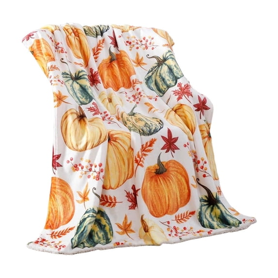 huayou Fall Pumpkin Print Fluffy Pet Blanket, Soft Warm Plush Fabric, Decoration, for Cat Dog All Season Rest Cover, 39.37x27.56 inch