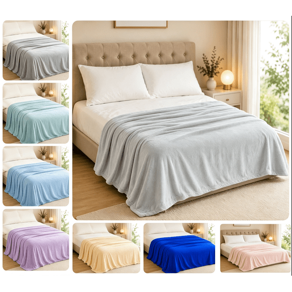 huayou Solid Gray Flannel Throw Blanket Lightweight Soft Cooling Blanket 78.7 x 59.11 inch for Bed Couch Living Room