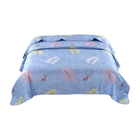 huayou Funny Botanical Quilt, with Leaves and Deer Pattern Decor, Air-Conditioning Quilt, Breathable and Soft, for Home Decor, 70.87 x 78.74 inch