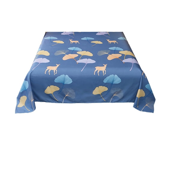 huayou Ginkgo Leaf Deer Print Thick Flat Bed Sheet 78.74x90.55 Inch Soft Double Size Bed Linen for Bedroom Home Decoration