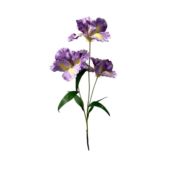 huayou Good Looking Artificial Iris Flower Stem, 34.65 Inch Faux Spring Floral Branch with Green Leaves for Vase Indoor Table Wedding Decor