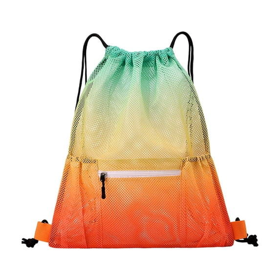 huayou Gradient Mesh Drawstring Backpack, Lightweight Breathable Washable Pocket, for Sport Beach Hiking Gym Travel