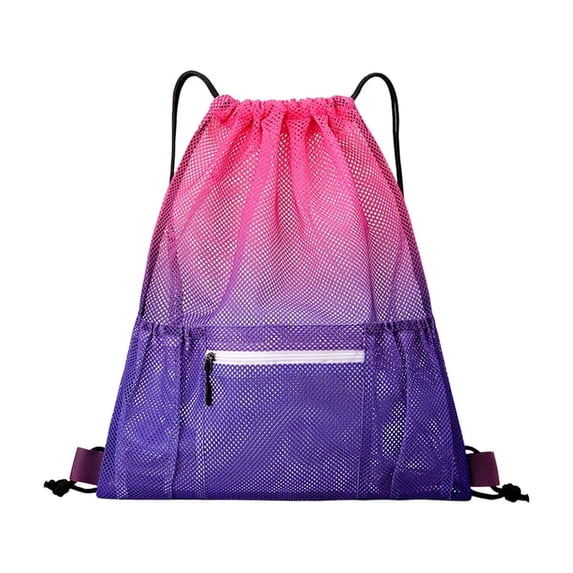 huayou Gradient Mesh Drawstring Backpack, Lightweight Breathable Washable Pocket, for Sport Beach Hiking Gym Travel