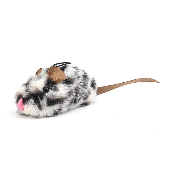 huayou Grey Spotted Plush Mouse Accessory, Leather Ear Long Fabric Tail, Built In Sound Chip, Decoration, for Indoor Cat Hunting Molar