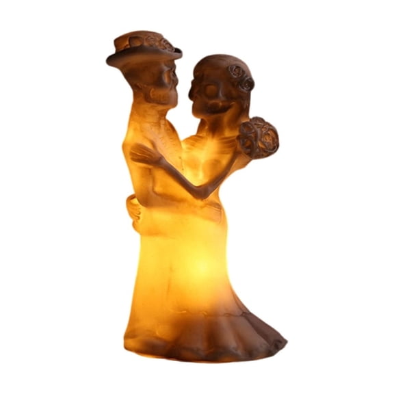 huayou Halloween Skeleton LED Candle Light, 2.36x5.51 Inch Dancing Couple Flameless Electronic Lamp for Indoor Desktop Home Party Holiday Spooky Decor