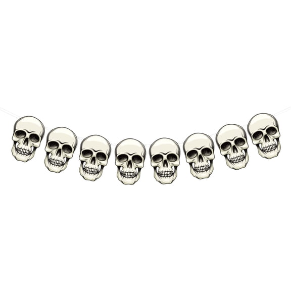 huayou Halloween Skull Paper Banner 5.51 Inch Vintage Skull Hanging Garland for Indoor Outdoor Gothic Party Wall Hanging Decor
