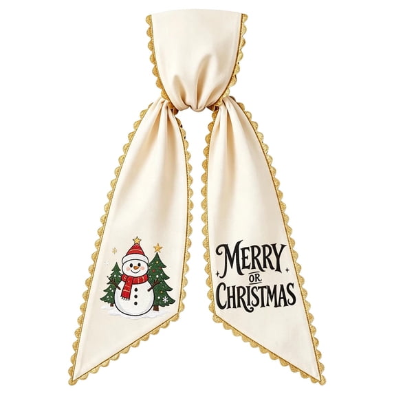 huayou Holiday Theme Embroidered Wreath Sash, Scalloped Edge Wreath Bow Ribbon for Front Door Wreath, Thanksgiving Christmas Valentine Designs