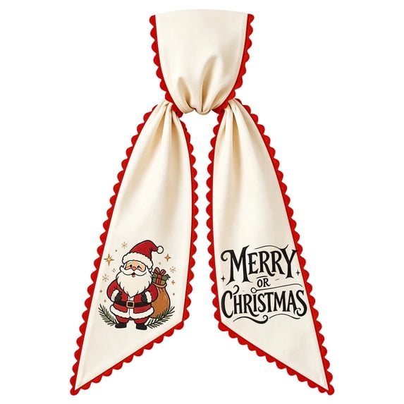 huayou Holiday Theme Embroidered Wreath Sash, Scalloped Edge Wreath Bow Ribbon for Front Door Wreath, Thanksgiving Christmas Valentine Designs