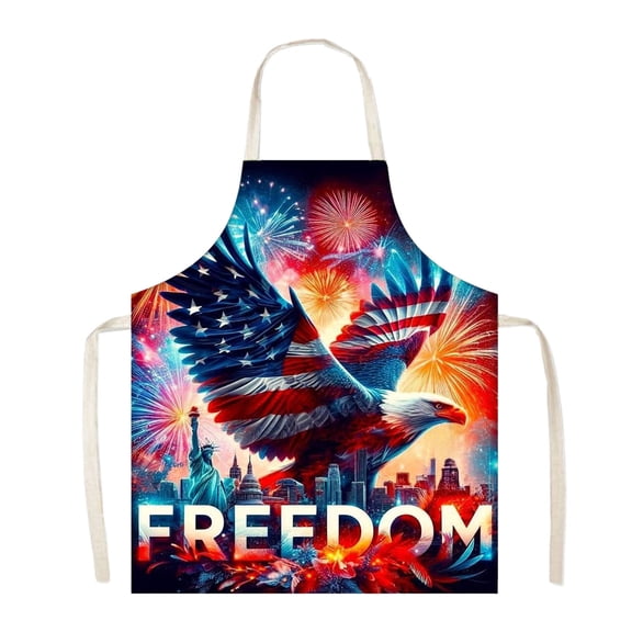 huayou Independence Day American Flag Adjusttable Apron with Star Firework Pattern, 4th of July Patriotic Lightweight Apron, for Kitchen, Camping, Party, Picnic, Home Decor
