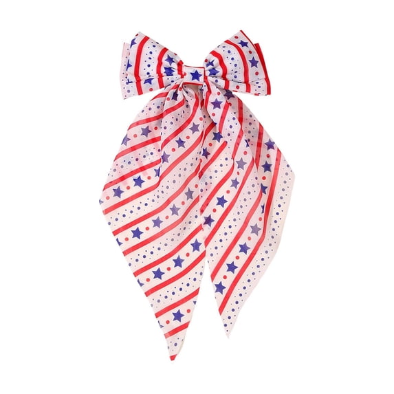 huayou Independence Day Fashion Large Ribbon Bow Hair Clip with Long Tail Hair Accessories, for Indoor Outdoor Party Gift Hair Decor