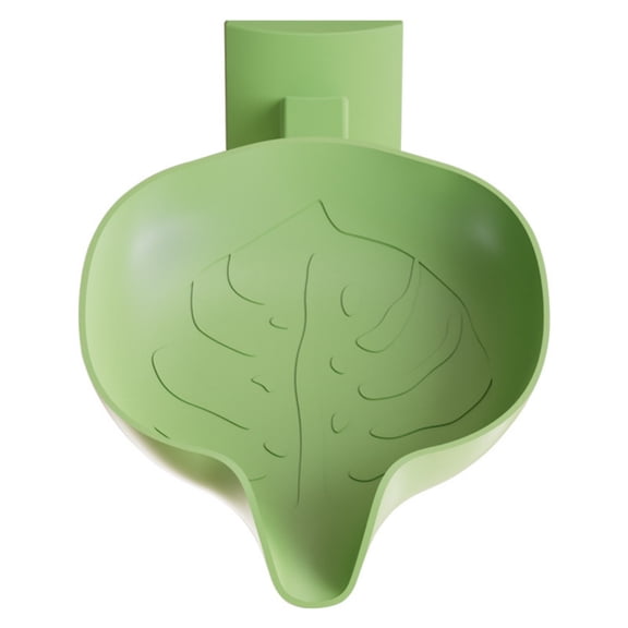 huayou Leaf Shaped Soap Dish, Wall Mounted Self-Adhesive Tray with Drainage Spout for Bathroom Kitchen