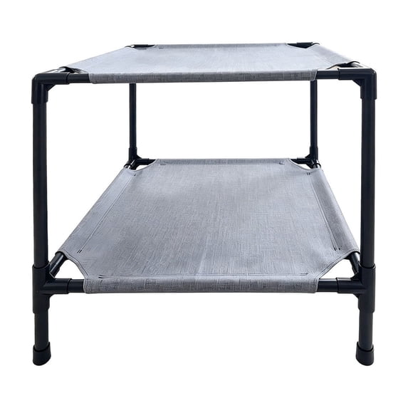 huayou Light Gray Plain Double Layer Elevated Pet Cot, Quick Dry Removable Washable Mesh Fabric, Decoration, for Small Pet Balcony Rest Zone, 19.69x19.69x17.71 inch, Light Gray