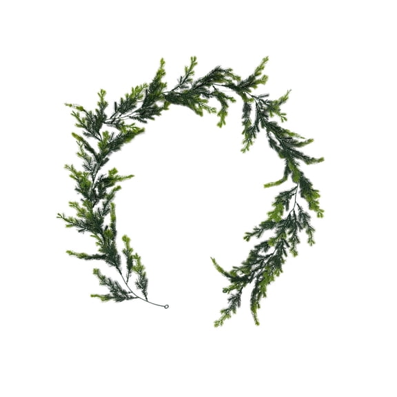 huayou Military Green Artificial Pine Garland 70.86in Flexible Iron Wire Soft Pine Needle Swag for Front Door Arch Fireplace Mantel Christmas Indoor Holiday Decoration