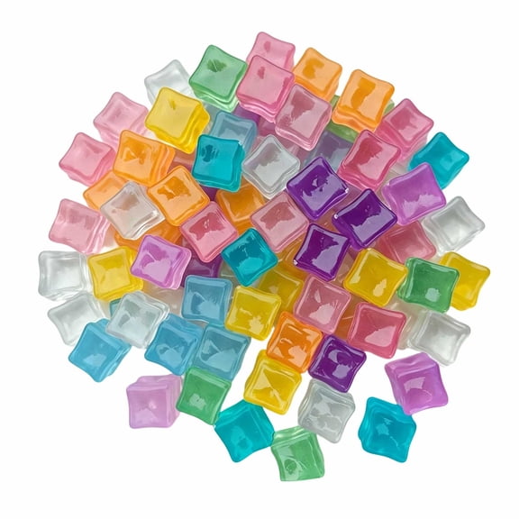 huayou Multicolor Translucent Resin Square Stones, 120 Pcs Glow In The Dark Cubes Decor, for Fish Tank Bottom, Vase Fill, Garden, Yard