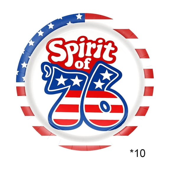 huayou Patriotic Spirit Disposable Paper Plates Set of 10, American Flag Tableware for 4th of July Independence Day Parties