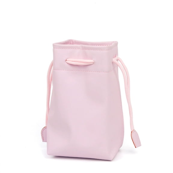 huayou Pink Smooth Fabric Drawstring Camera Pouch, Soft Lightweight Gear Storage Sack, for Outdoor Shooting, Daily Carry