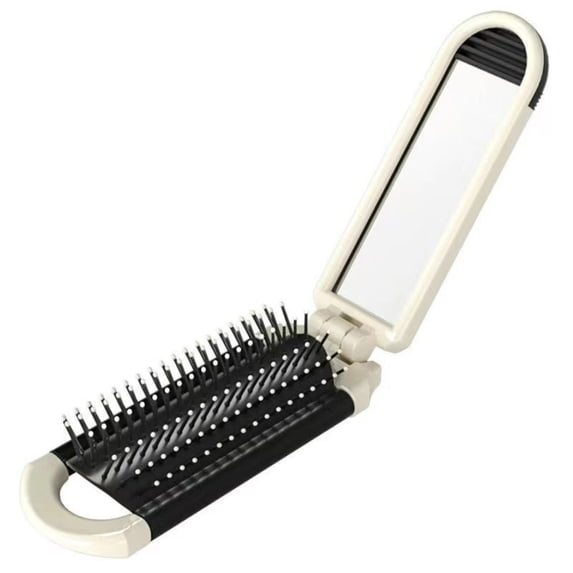 huayou Portable Folding Hair Brush with Mirror, 2-in-1 Small Hair Brush for Daily Use