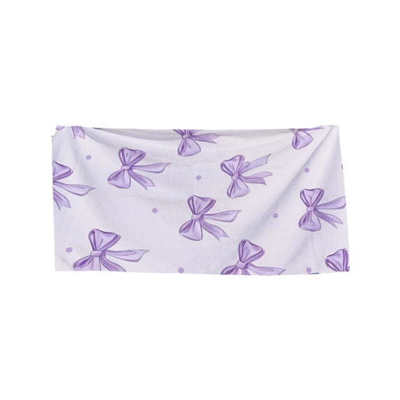 huayou Purple Bow Dot Printed Microfiber Towel, Portable Bath Cloth with Decoration, for Swimming, Vacation, Outdoor, 29.5x59 inch, Purple White