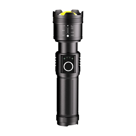 huayou Rechargeable LED Flashlight with Digital Power Display, Zoomable Flashlight for Camping Hiking Emergency and Outdoor Activities