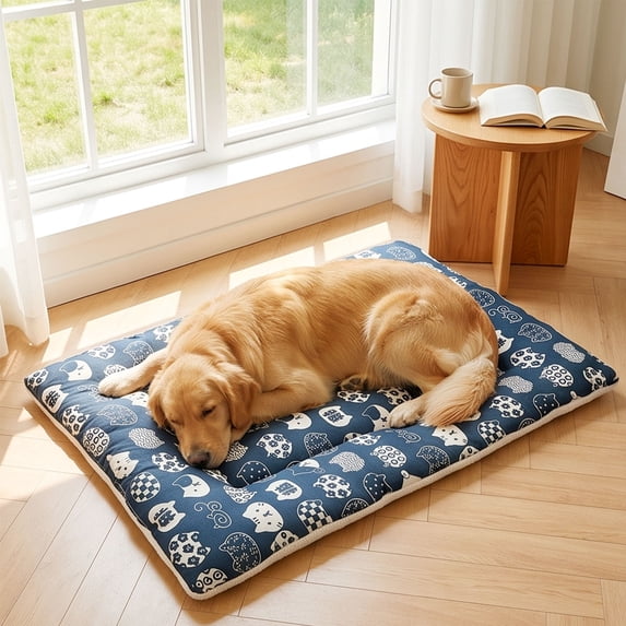 huayou Rectangular Pet Sleeping Mat, Vintage Printed Fabric with Soft Thick Padding, Durbale Washable Cushion Pad for Indoor Cats Small Dogs Daily Rest, XXL Size