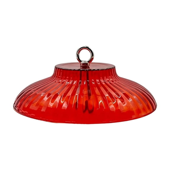 huayou Red Vertical Rib Bird Feeder Weather Shield, Round Ring Top Handle, Decoration, for Backyard Wild Bird Feeding Protection Supply