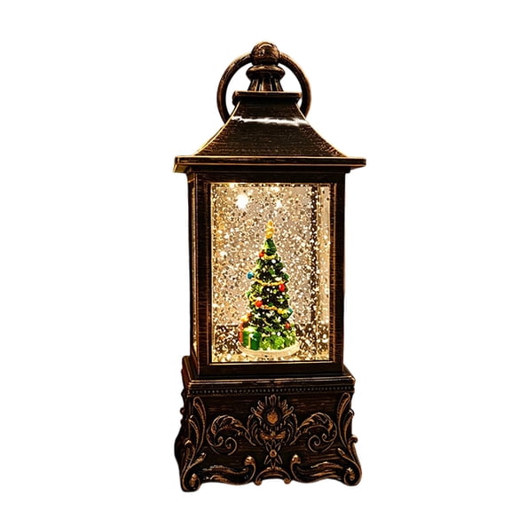 huayou Resin Christmas Snow Globe Lantern, Mini Christmas Tree Glowing Water Scene Figurine, Decoration for Fireplace Mantel, Indoor Tabletop