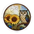 thumbnail image 1 of huayou Round Acrylic Stained Glass Suncatcher Puzzle, Owl Sunflower Pattern Window Hanging Light Catcher, Vintage Stained Glass Style Wall Ornament for Home Garden Decoration, 1 of 9