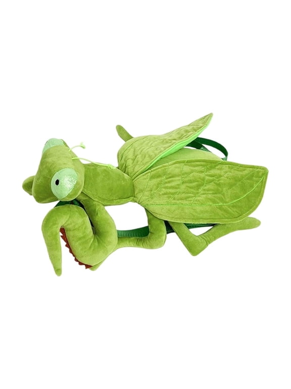 huayou Simulation Mantis Plush Backpack, Novelty Insect Stuffed Faux Animal Shaped Bag, Decoration, for Outdoor Carrying, Back To Themed, Daily Use, 16.93x10.63x3.54 inch, Green
