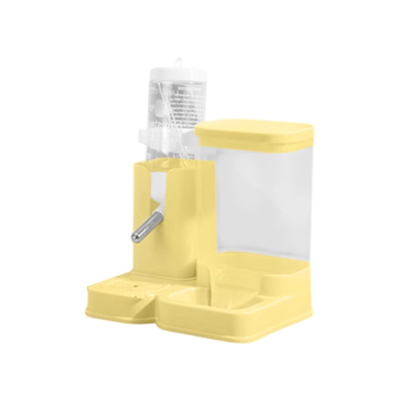 huayou Small Animal Cage Feeder, 2-in-1 Automatic Feeding and Watering System with Base, Dual-Purpose Pet Feeding Kit, Food Dispenser and Water Bottle Combo for Cages