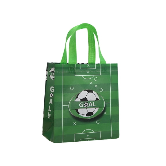 huayou Soccer Theme Gift Bag with Handle for Candy and Gift, Reusable Non-Woven Goodie Bag Set of 12, for Party & Game Day