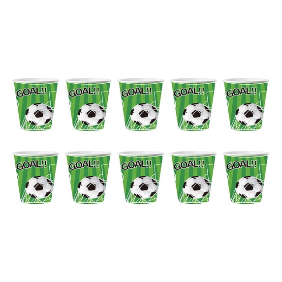 huayou Soccer Theme Party Supplies, 10 Pcs Paper Cups Party Disposable Tableware Set, for Sports Theme Party and Game Day