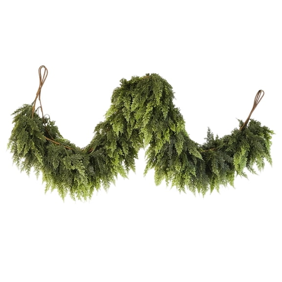 huayou Soft Faux Cedar Pine Swag Garland, 106.29 Inch Gradient Green Dense Pine Foliage with Twine Hanging Loops for Stair Railing Mantel Door Frame Fireplace Indoor Christmas Decoration