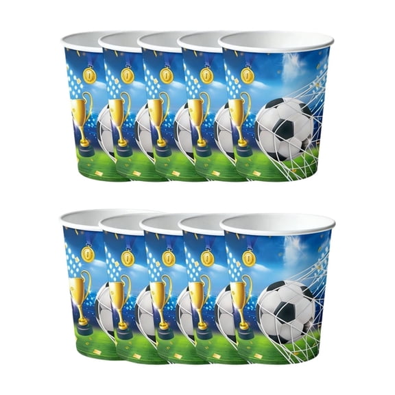 huayou Sports Party Decorations Tableware Set, 10 Pcs Disposable Paper Cups, Sports Ball Game Theme Tableware for Birthday or Game Day Celebration Party