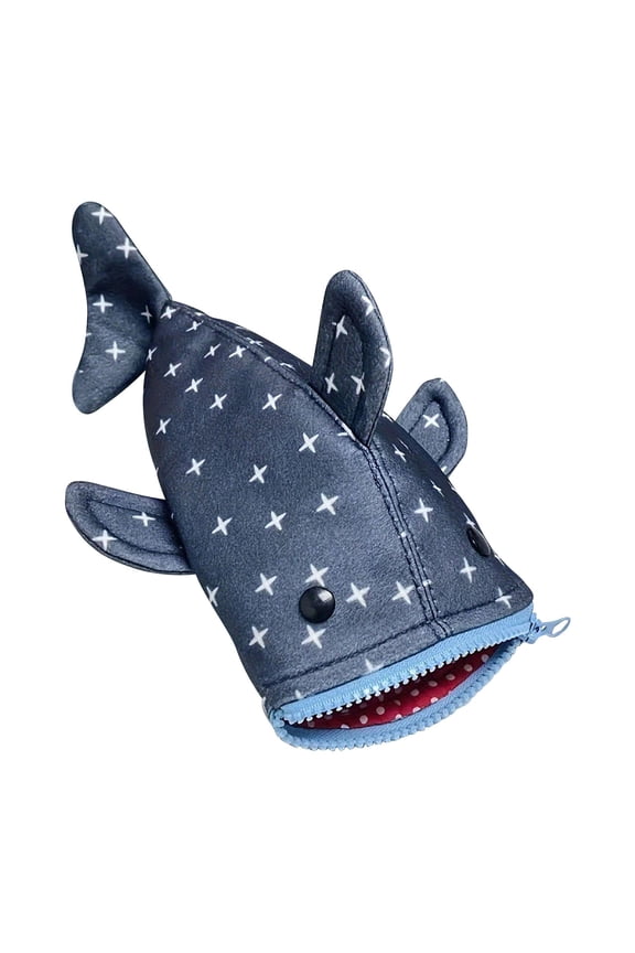 Star Shark Shaped Pencil Pouch, Unique Zipper Mouth Storage Bag, Decoration, for Back To Themed, Dark Gray