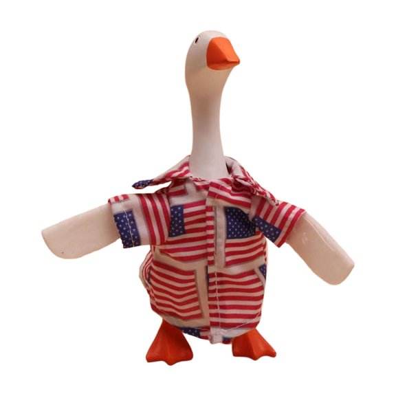 huayou Striped Flag Goose Outfit, Short Sleeve Printed Shirt, Decoration, for Holiday Outdoor Decor, Red White Blue