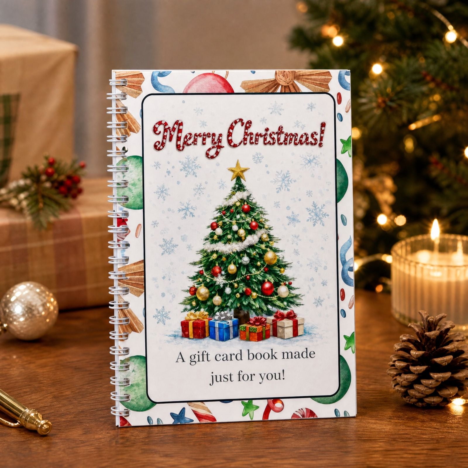 huayou Tree Cover Gift Card Album, Spiral Bound Holiday Card Holder ...