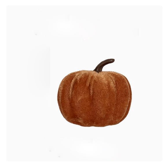 huayou Velvet Artificial Pumpkin 3.15x2.76 Inch Brown Velvet Pumpkin Mini Table Decor for Fall Thanksgiving Halloween Party Arrangement