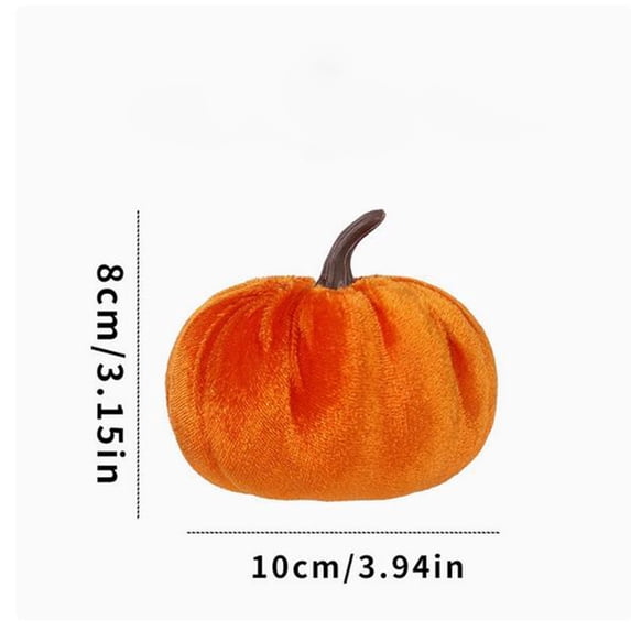 huayou Velvet Fake Pumpkin 3.94x3.15 Inch Large Orange Velvet Pumpkin Table Centerpiece for Autumn Halloween Mantel Home Decor