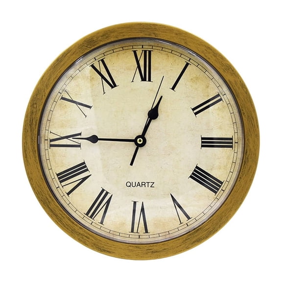 huayou Vintage Roman Numeral Round Wall Clock, Retro Wooden Frame Quartz Timepiece, Silent Non-ticking Wall Decor, Classic Living Room Home Decoration