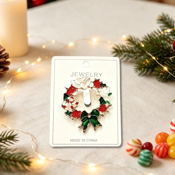 huayou Wreath with Dove and Bow Brooch Pin, 2 Inch Festive Lapel Badge ...
