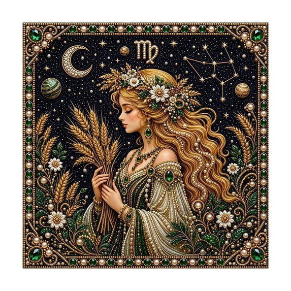 huayou Zodiac Diamond Painting Art Kit, Constellation Pattern Partial Drill Crystal Art Canvas for Wall Home Decor, Horoscope Theme Designs