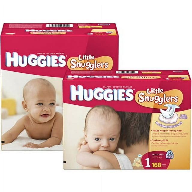 huggies little snugglers diapers, size 1, 168 count